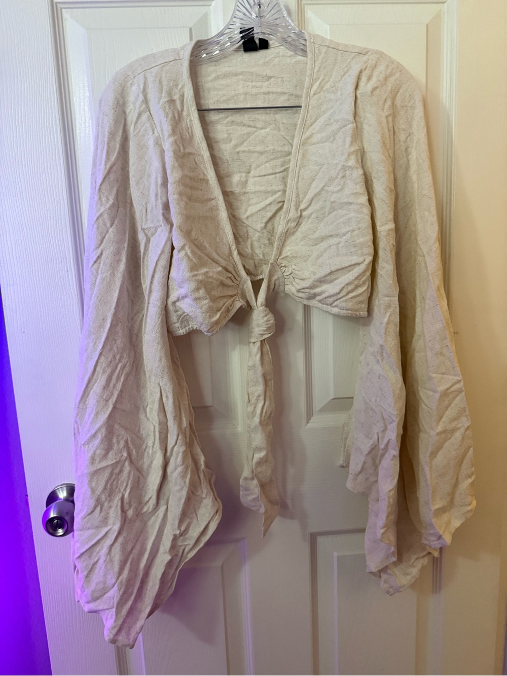 Windsor Cream Tie-Front Lightweight Cropped cover up